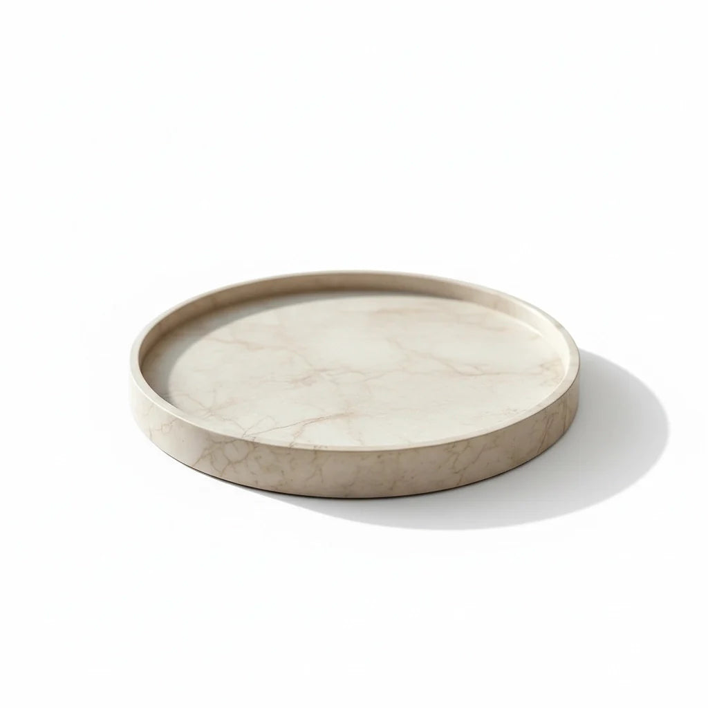 Oversized Decorative Tray in Polished Travertine