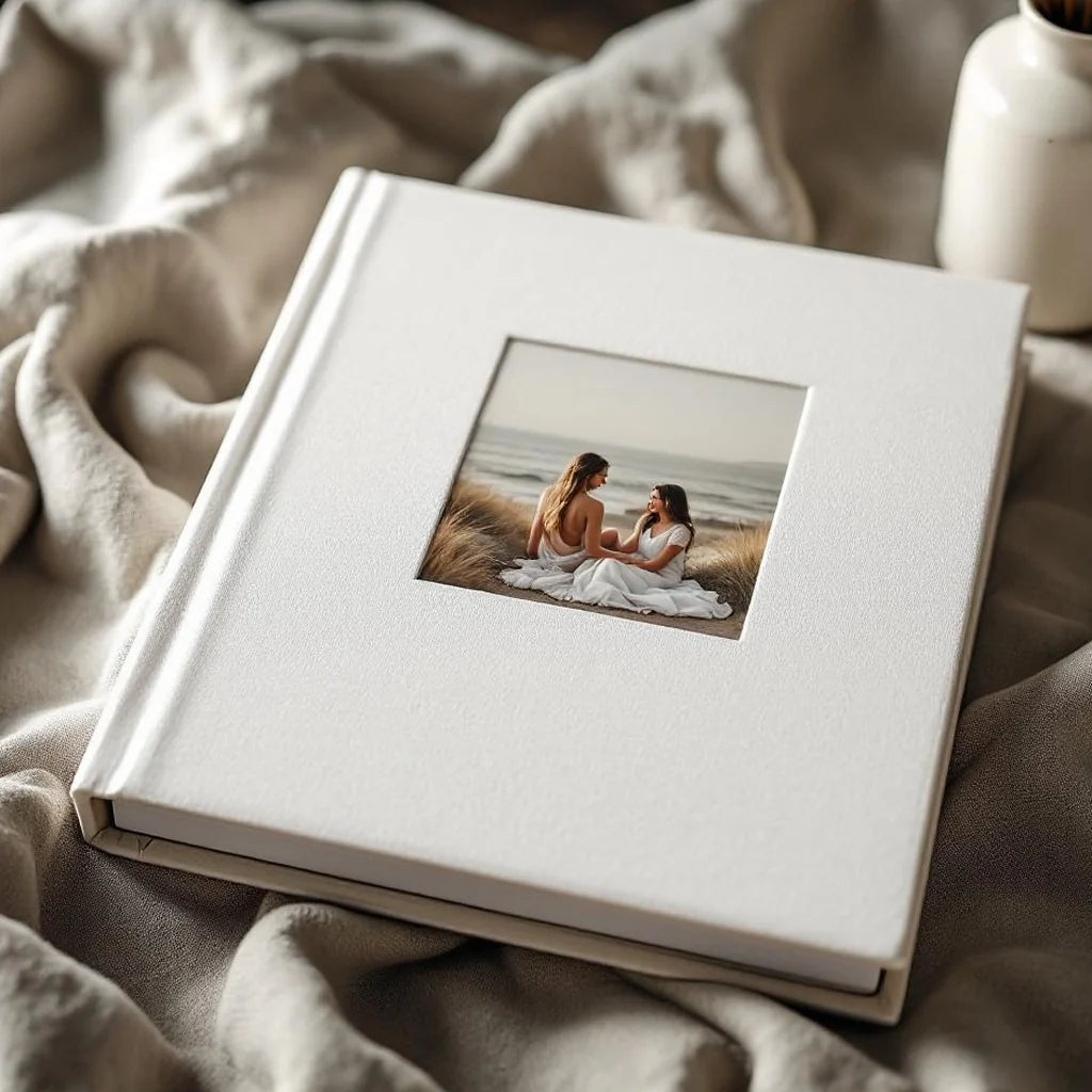 Photo Album in Soft White Linen Cover