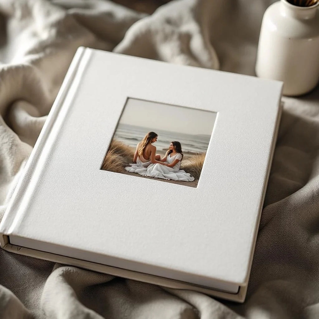 Photo Album in Soft White Linen Cover