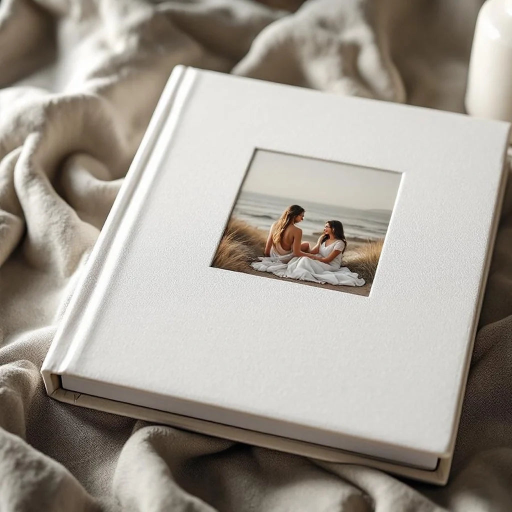 Photo Album in Soft White Linen Cover