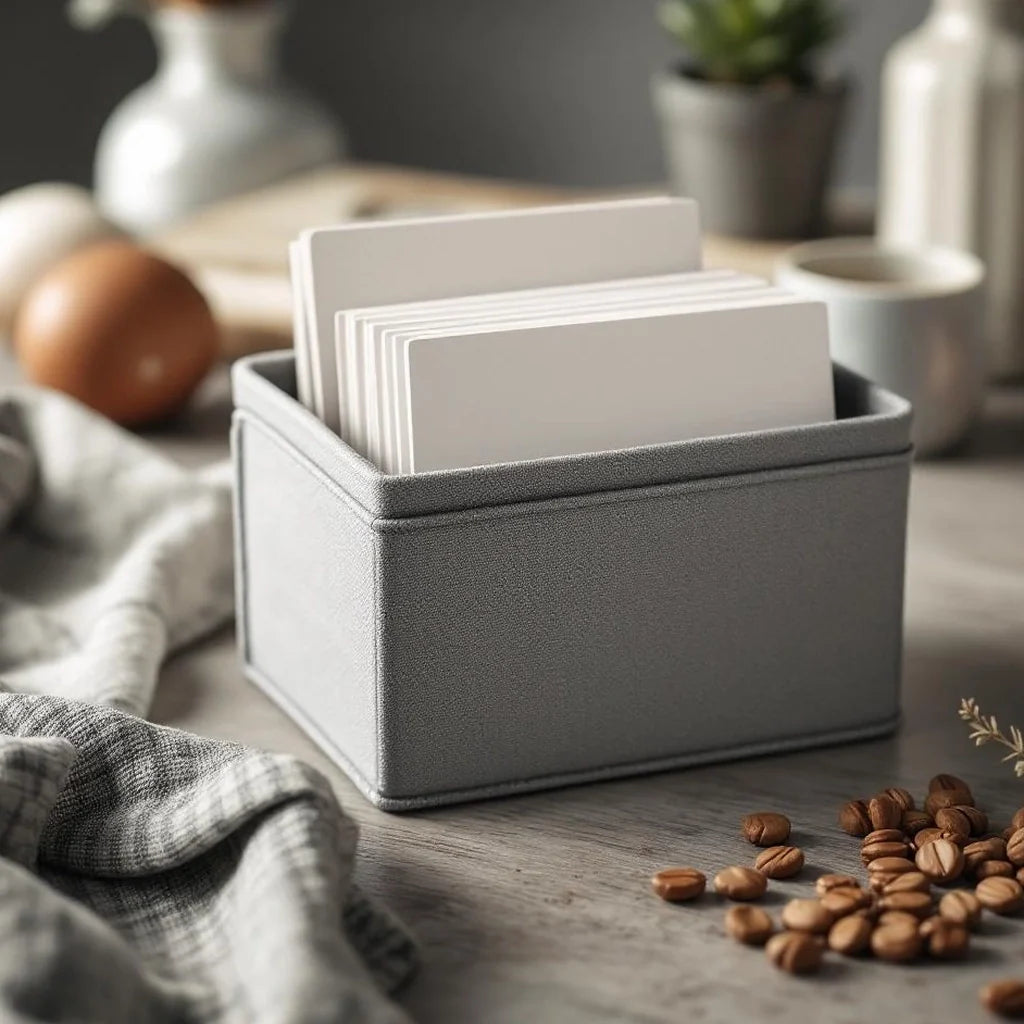 Recipe Card Box in Linen Gray