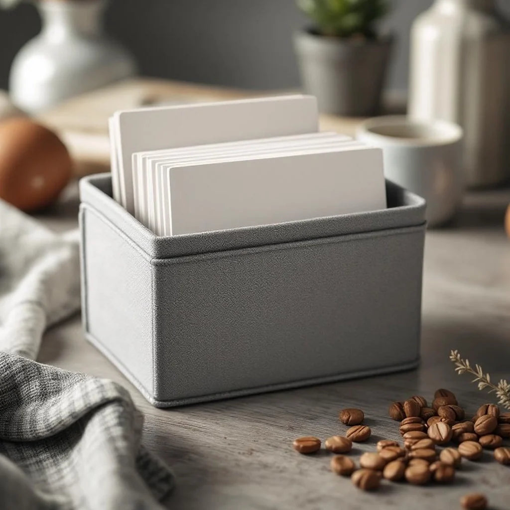 Recipe Card Box in Linen Gray