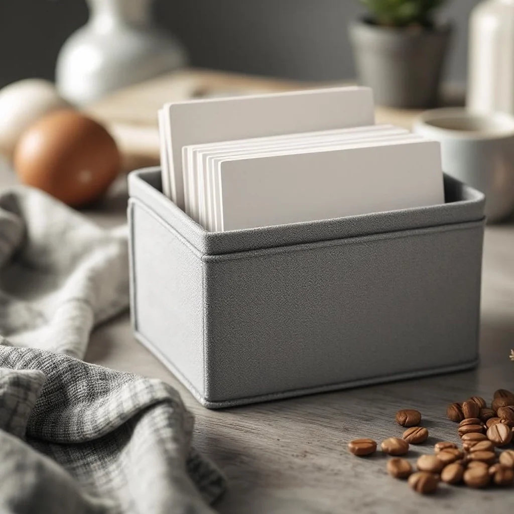 Recipe Card Box in Linen Gray