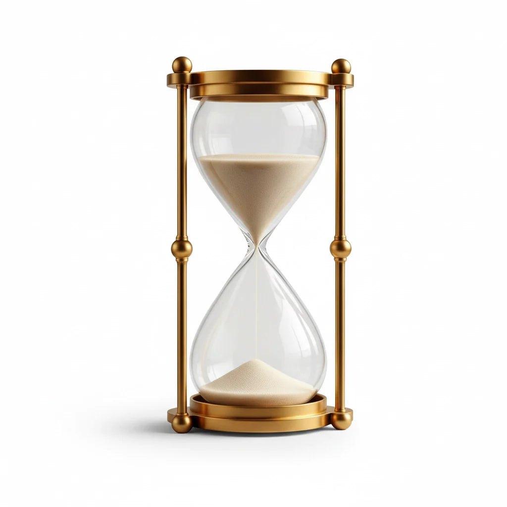 Sandglass Hourglass in Clear Glass and Brass