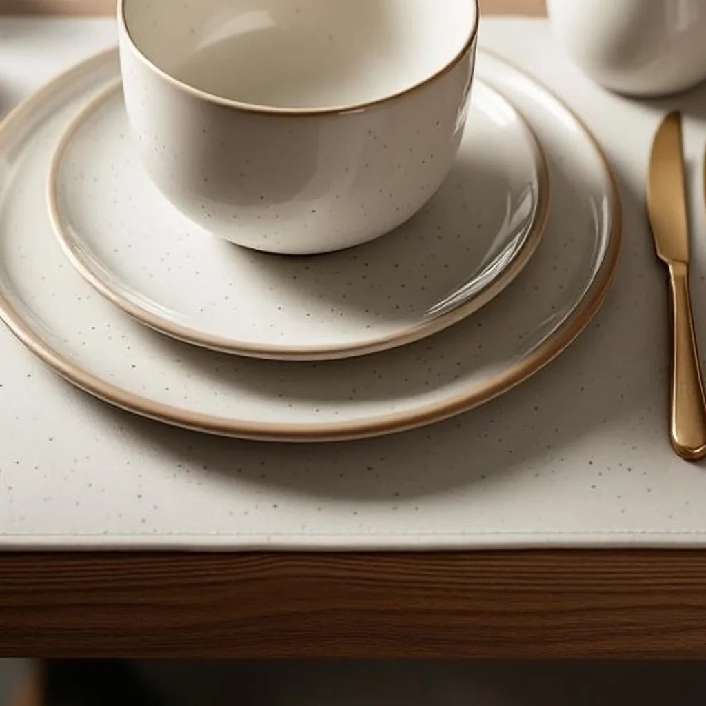 Stoneware Placemats Set in Speckled Sand